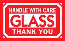 #DL1230 3 x 5&quot; Handle with
Care Glass Thank You Label