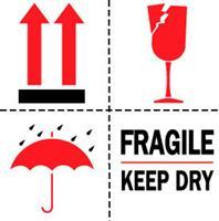 #DL4420 3 x 4&quot; Fragile Keep
Dry (Arrows/Broken
Glass/Umbrella) Label