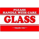 #DL1280 3 x 5&quot; Please Handle
with Care Glass: Thank You
Label  White/Red 500/Roll