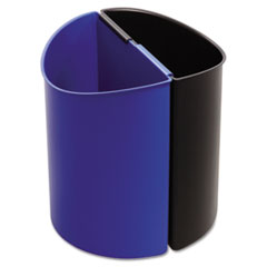 Desk-Side Recycling Receptacle, 3 Gal, Black/blue