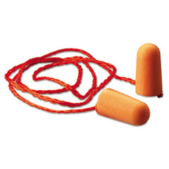 Foam Single-Use Earplugs, Corded, 29nrr, Orange, 100