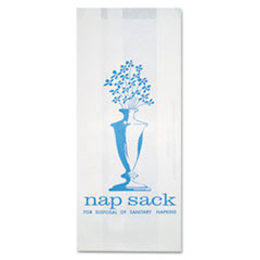Nap Sack Sanitary Disposal Bags, 4&quot; X 9&quot;, White,