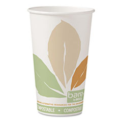 Bare By Solo Eco-Forward Pla Paper Hot Cups, 16 Oz, Leaf