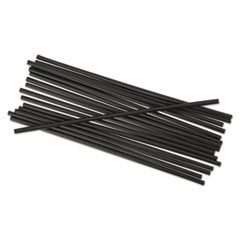 Single-Tube Stir-Straws, 5.25&quot;, Polypropylene, Black,