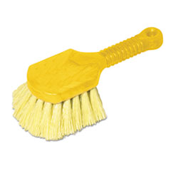 Long Handle Scrub, 8&quot; Plastic Handle, Gray Handle W/yellow