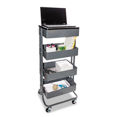 Adjustable Multi-Use Storage Cart And Stand-Up Workstation,