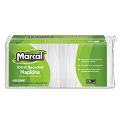 100% Recycled Luncheon Napkins, 11.4 X 12.5, White,