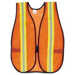 Orange Safety Vest, 2 In. Reflective Strips, Polyester,