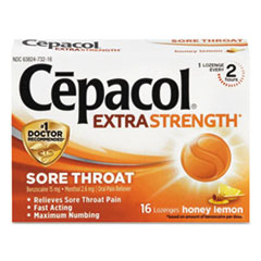 Extra Strength Sore Throat Lozenges, Honey Lemon, 16