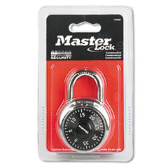Combination Lock, Stainless Steel, 1 7/8&quot; Wide, Black Dial