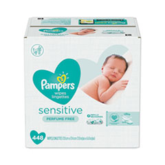 Sensitive Baby Wipes, White, Cotton, Unscented, 64/pouch, 7