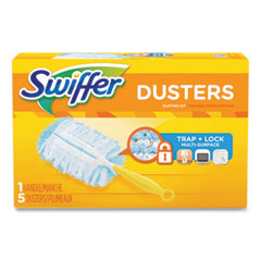 Dusters Starter Kit, Dust Lock Fiber, 6&quot; Handle, Blue/yellow,