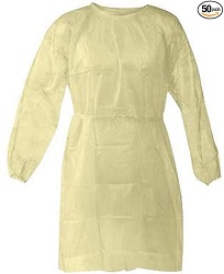 Yellow Disposable Gown One Size Fits All  50/case.
